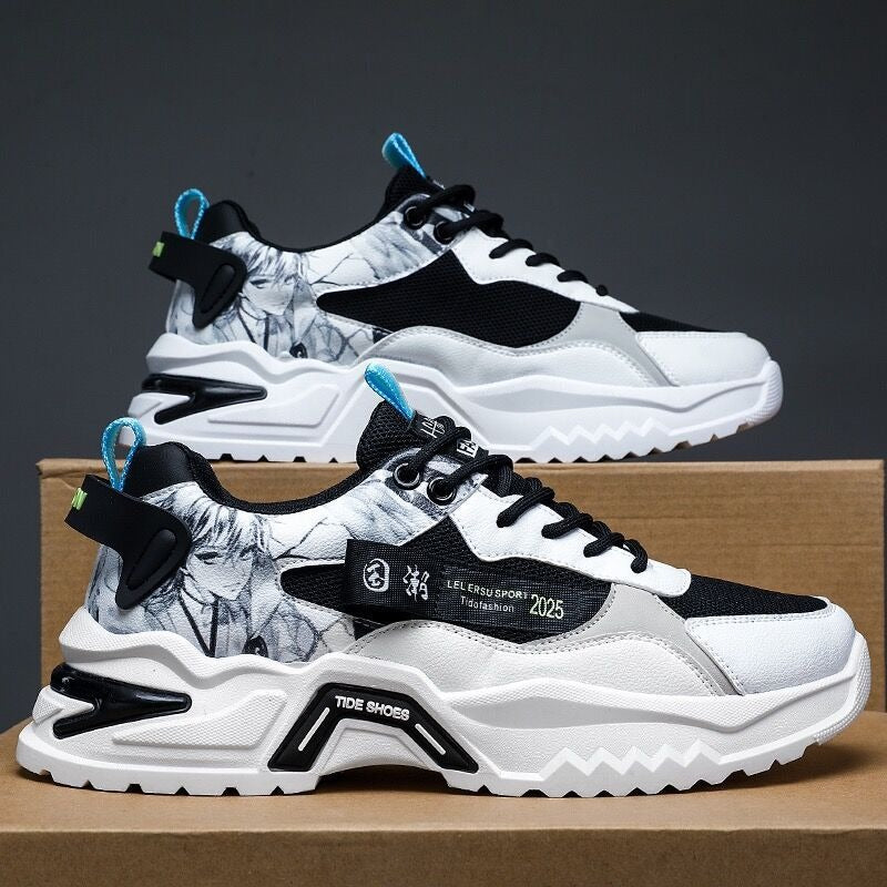 White Orange Blue Harajuku Chunky Platform Dad Sneakers