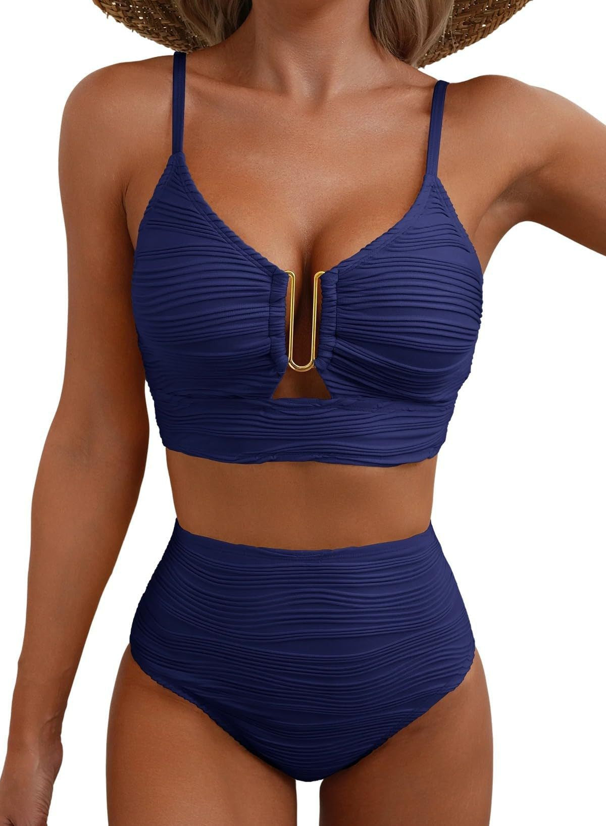 Women's Solid Color Gathering Swimsuit - Sculpted Beachwear