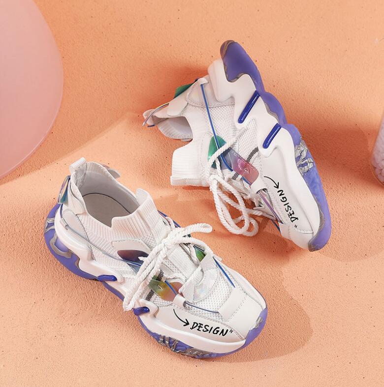 Lightweight White Platform Sneakers with Iridescent Accents - Image 6