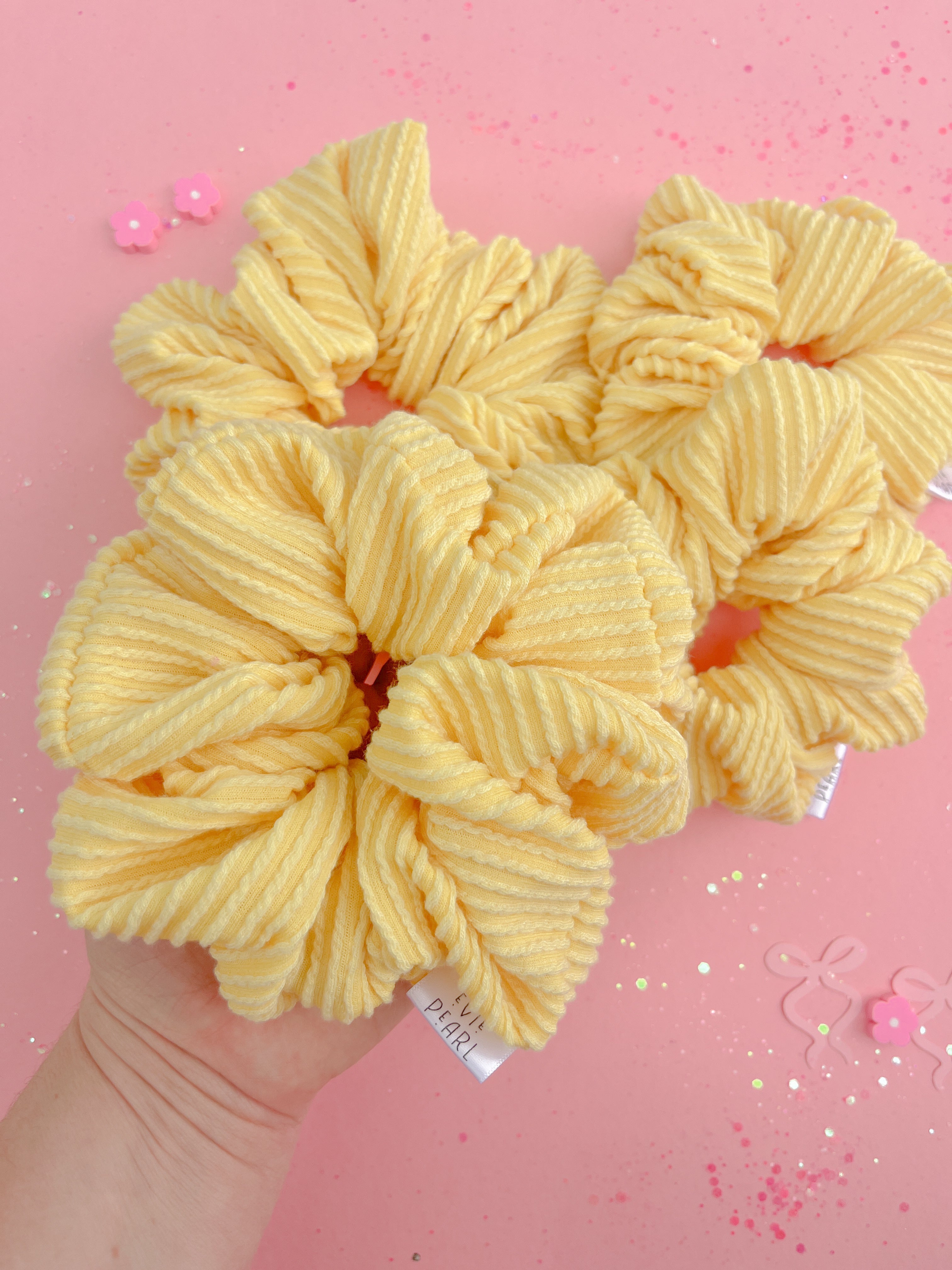 Butter Yellow Ribbed Scrunchy