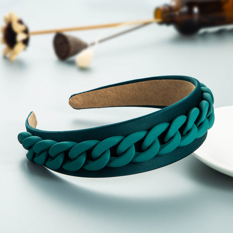 Vibrant Wide Braided Headband with Macaron Color Chain - Image 11