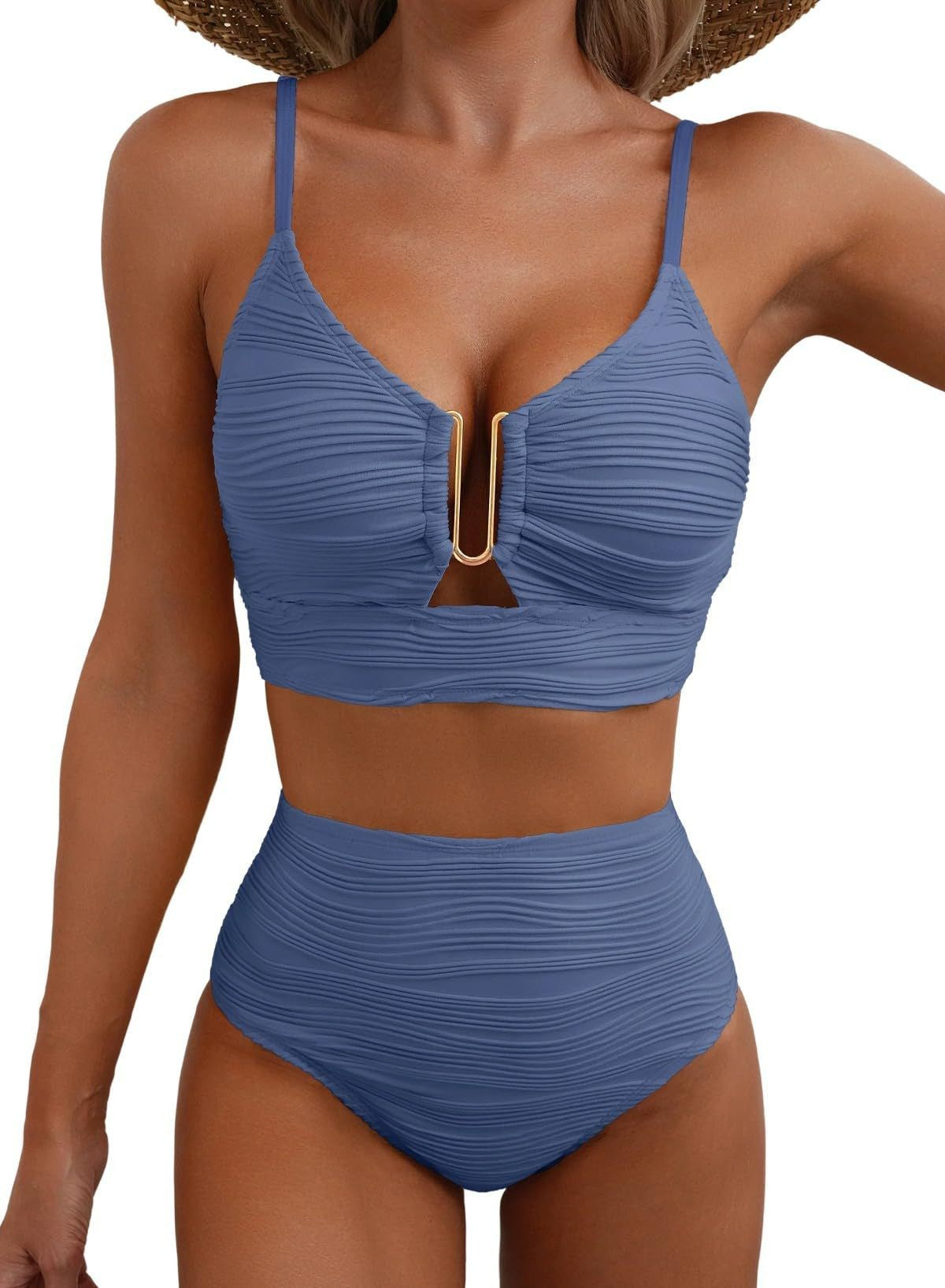 Women's Solid Color Gathering Swimsuit - Sculpted Beachwear