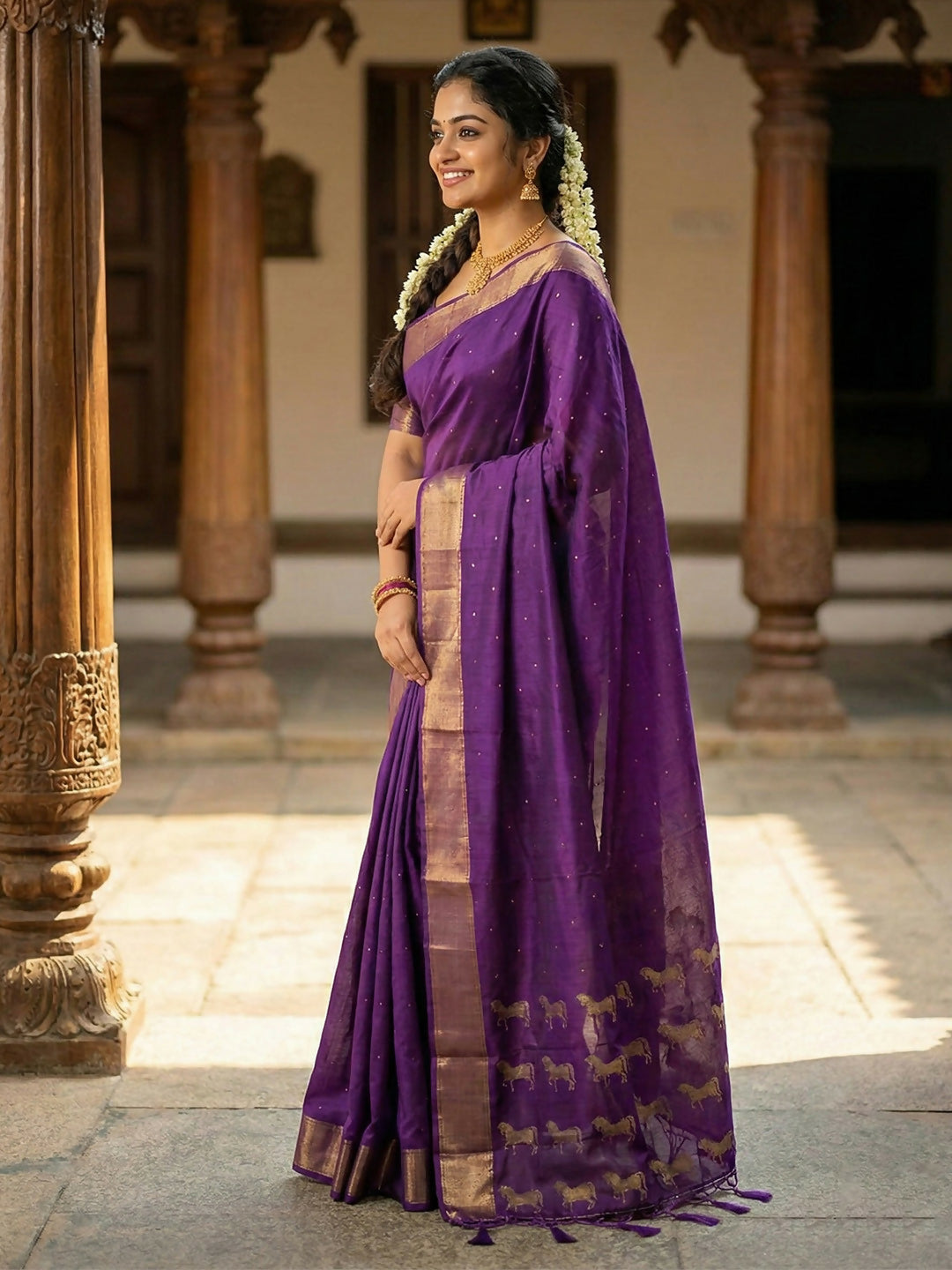 Violet Soft Silk Saree with Coordinating Blouse Fabric