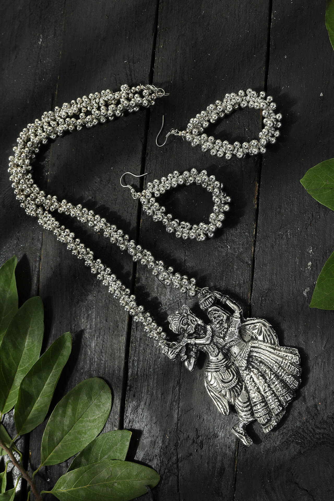 Radha Kishan Oxidised Silver-Plated Long Necklace for Women
