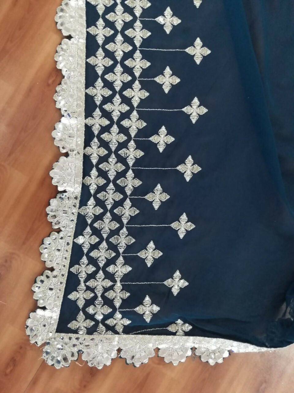 Bottle Green Faux Georgette Mirror & Zari Lehenga Choli