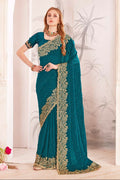 Morpeach Fendi Two Tone Silk Saree with Resham and Zircon embroidery