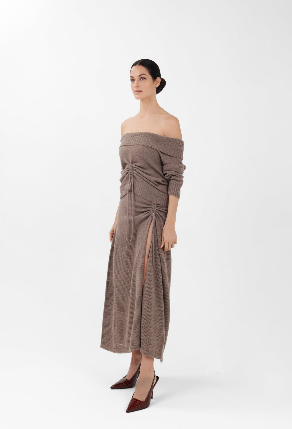 Cashmere Long Skirt in Sand