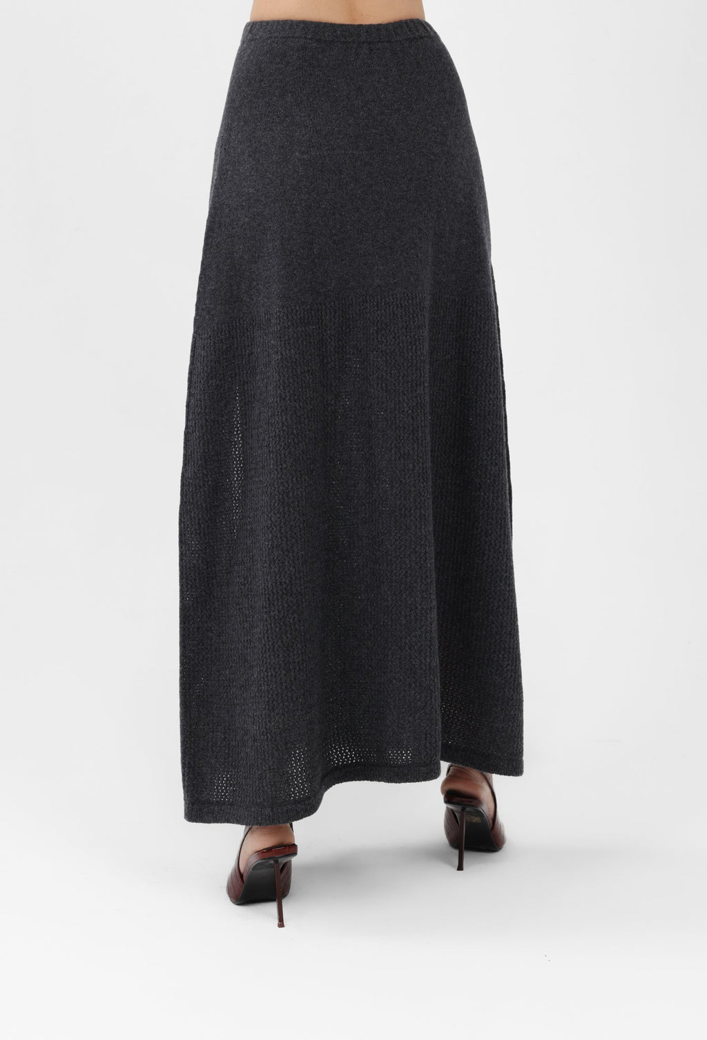 Cashmere Long Skirt in Gray