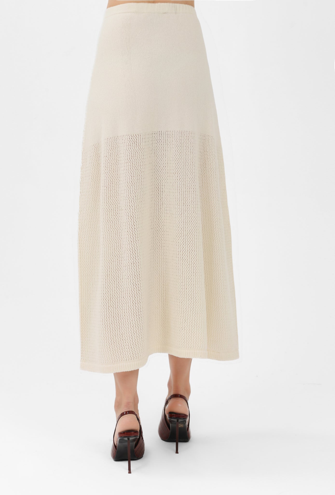 Cashmere Long Skirt in White