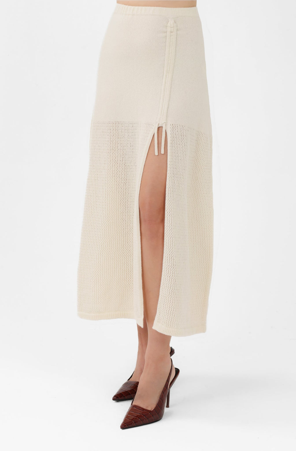 Cashmere Long Skirt in White