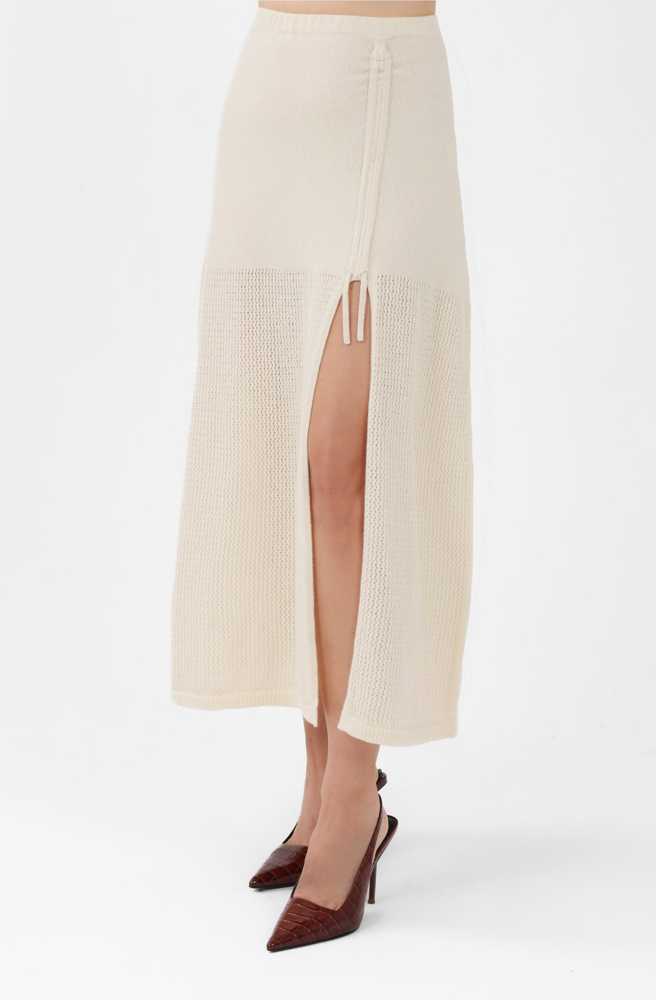Cashmere Long Skirt in White