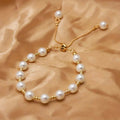 Handmade white pearl bracelet with brass base for women
