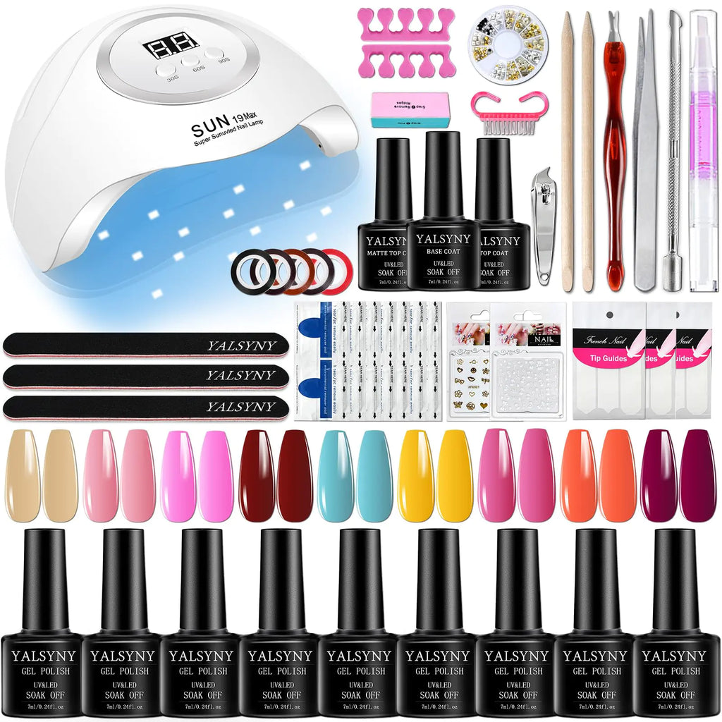 12 PCS Nail Polish Kit with UV LED NAIL LAMP Gel Nail kit NAIL TOOL KIT