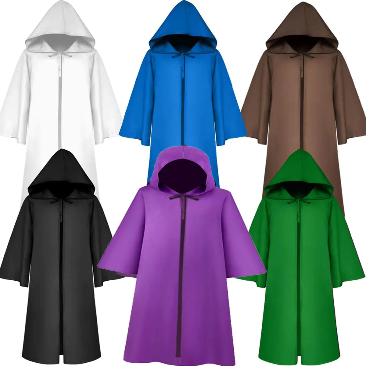 Men & Teens Tunic Hooded Robe Halloween Cosplay Costume Robe Cloak Cape Medieval Monk Priest Robes Brown Color Small