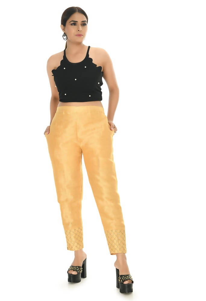 Women's Golden Silk Ankle Pant - Classic Formal Tapered Fit