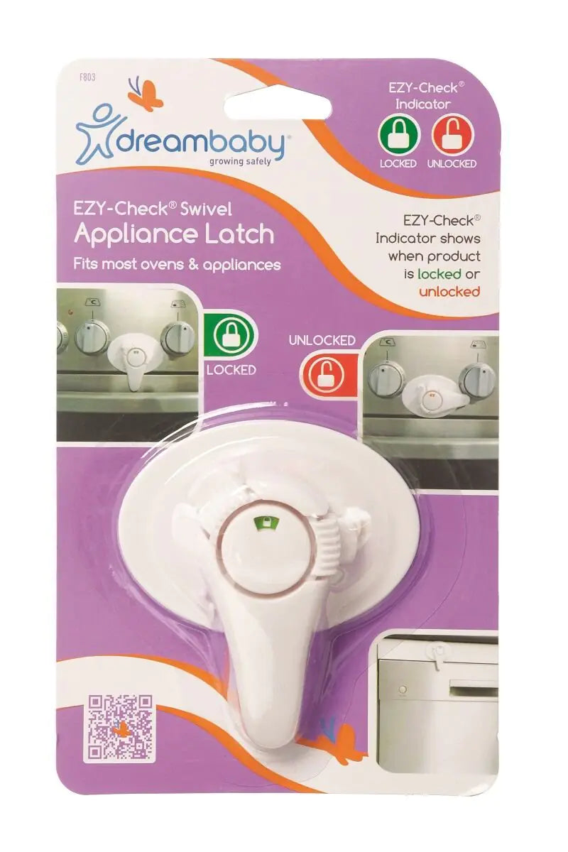 Dreambaby Ezy-Check Swivel Appliances Locks - Baby Proof Oven Safety Door Guard Latch - for Microwave Ovens Diswashers Washing Machine & Clothes Driers - White - Model L803