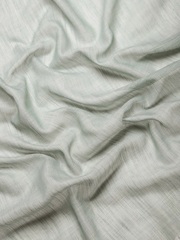 Sea Green Woven Linen Saree with Zari Border and Tassels