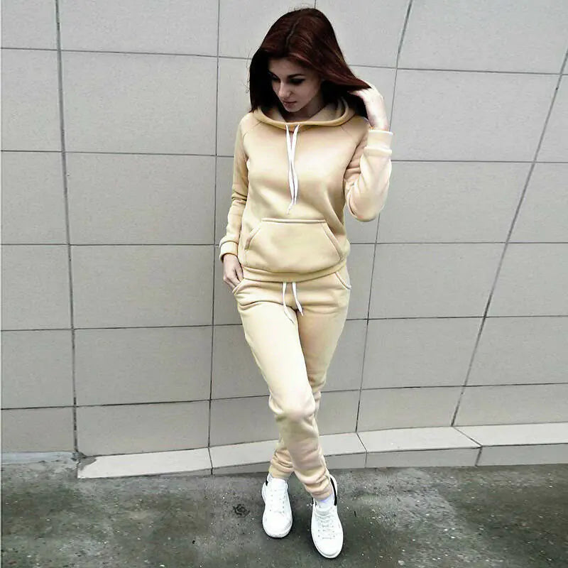 Womens Casual Grey Hooded Sweatshirt and Matching Jogger Set - Image 27