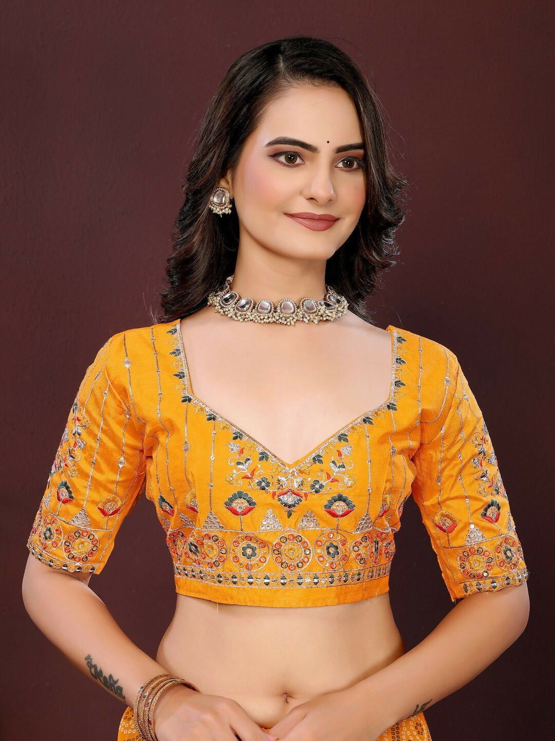 Yellow Georgette Digital Print Party Wear Saree with Blouse