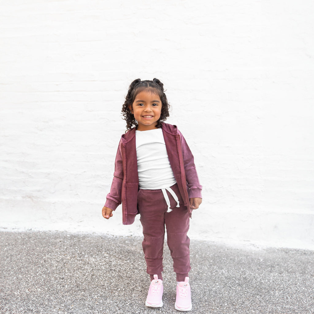 ZIP HOODIE- Oxblood Snow Wash