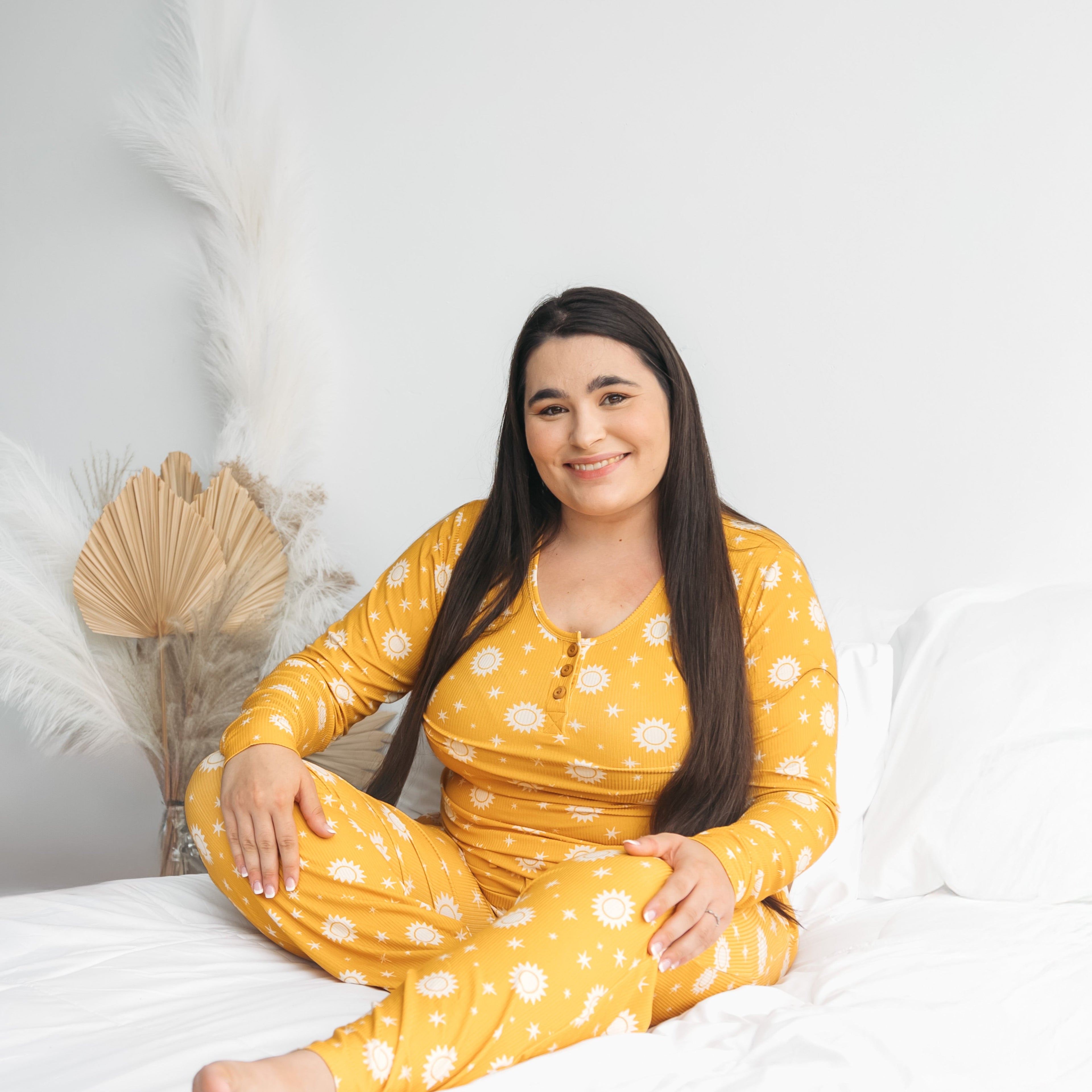 Womens Sunshine Ribbed Pajama Set Bamboo Viscose - Image 2