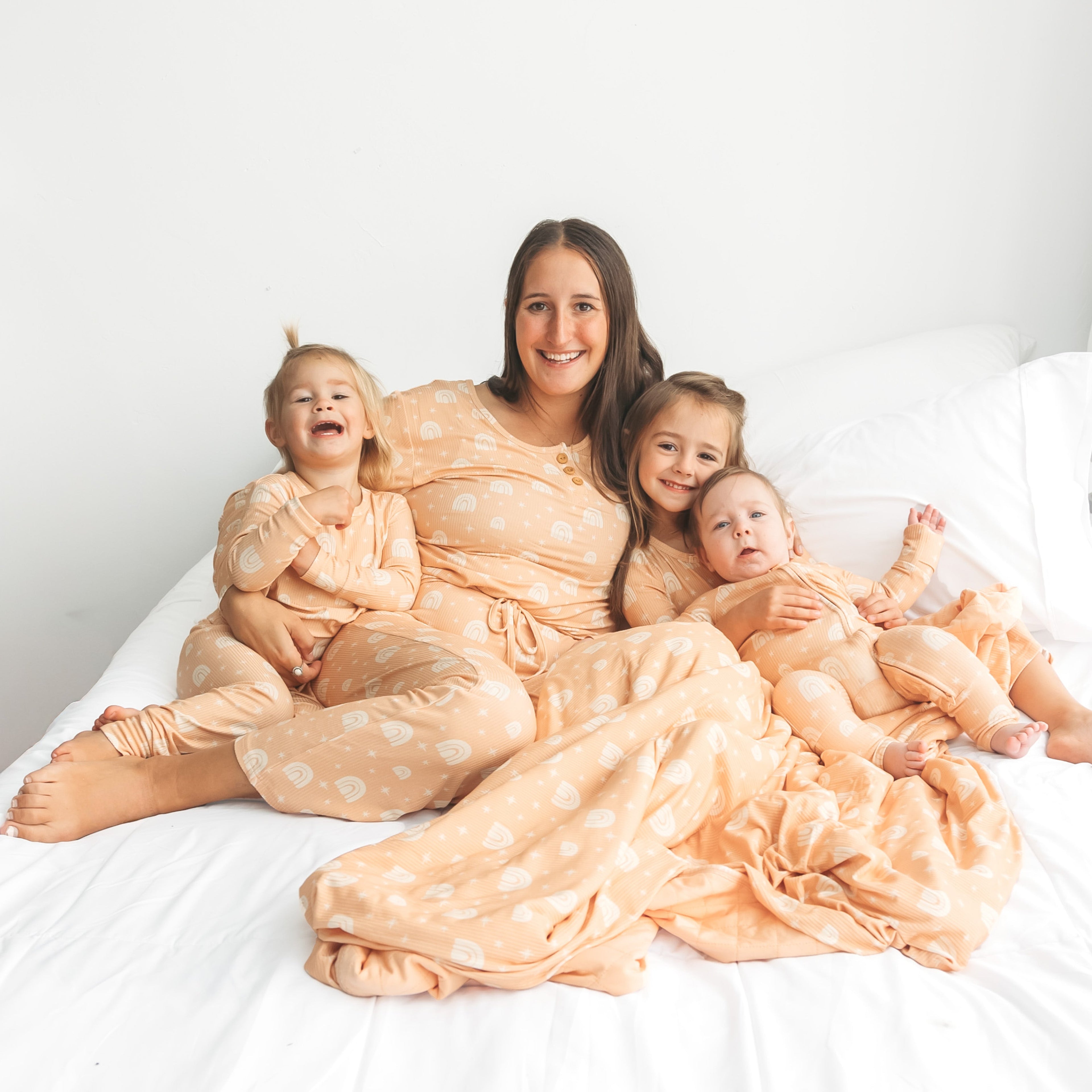 Womens Ribbed Bamboo Pajama Set Rainbow Print - Image 2