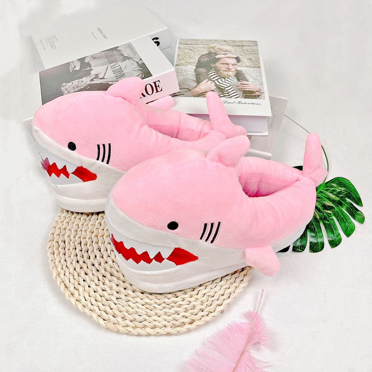 Women's Plush Shark Slippers - Cute Cartoon Winter Indoor Shoes