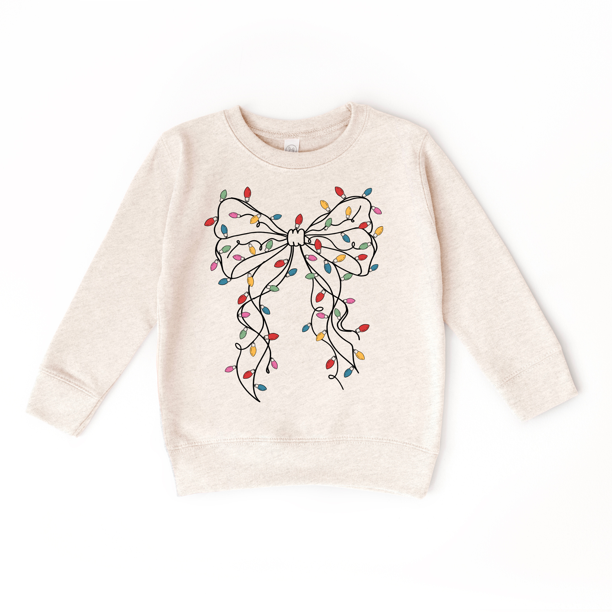 Coquette Bow Christmas Lights Sweater