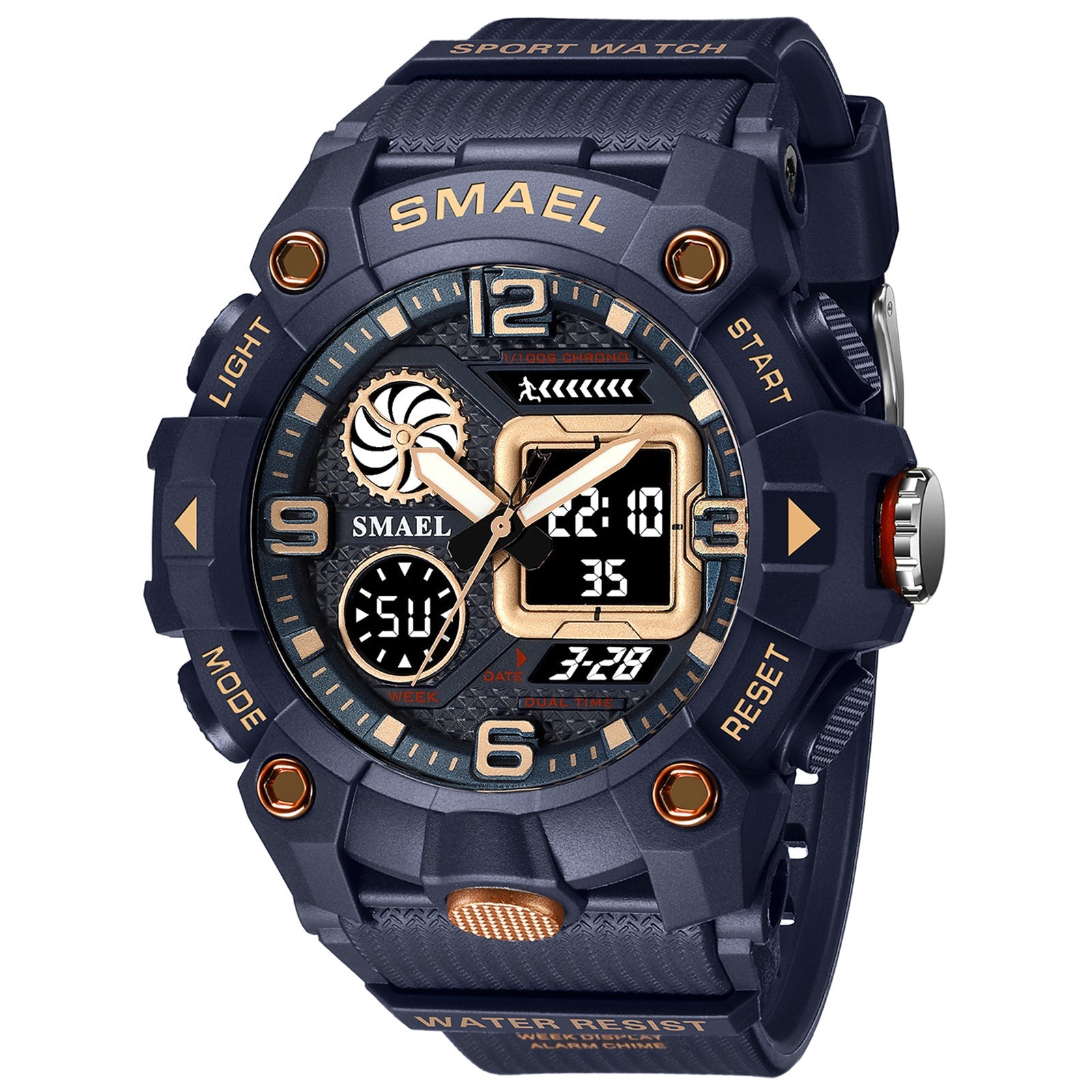 Men's Dual Time Chronograph Sport Watch 50M Water Resistant