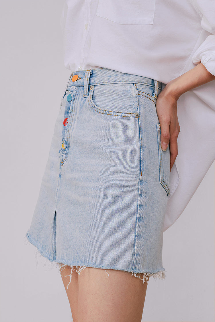 Rainbow Pleat Skort - High-Rise Denim