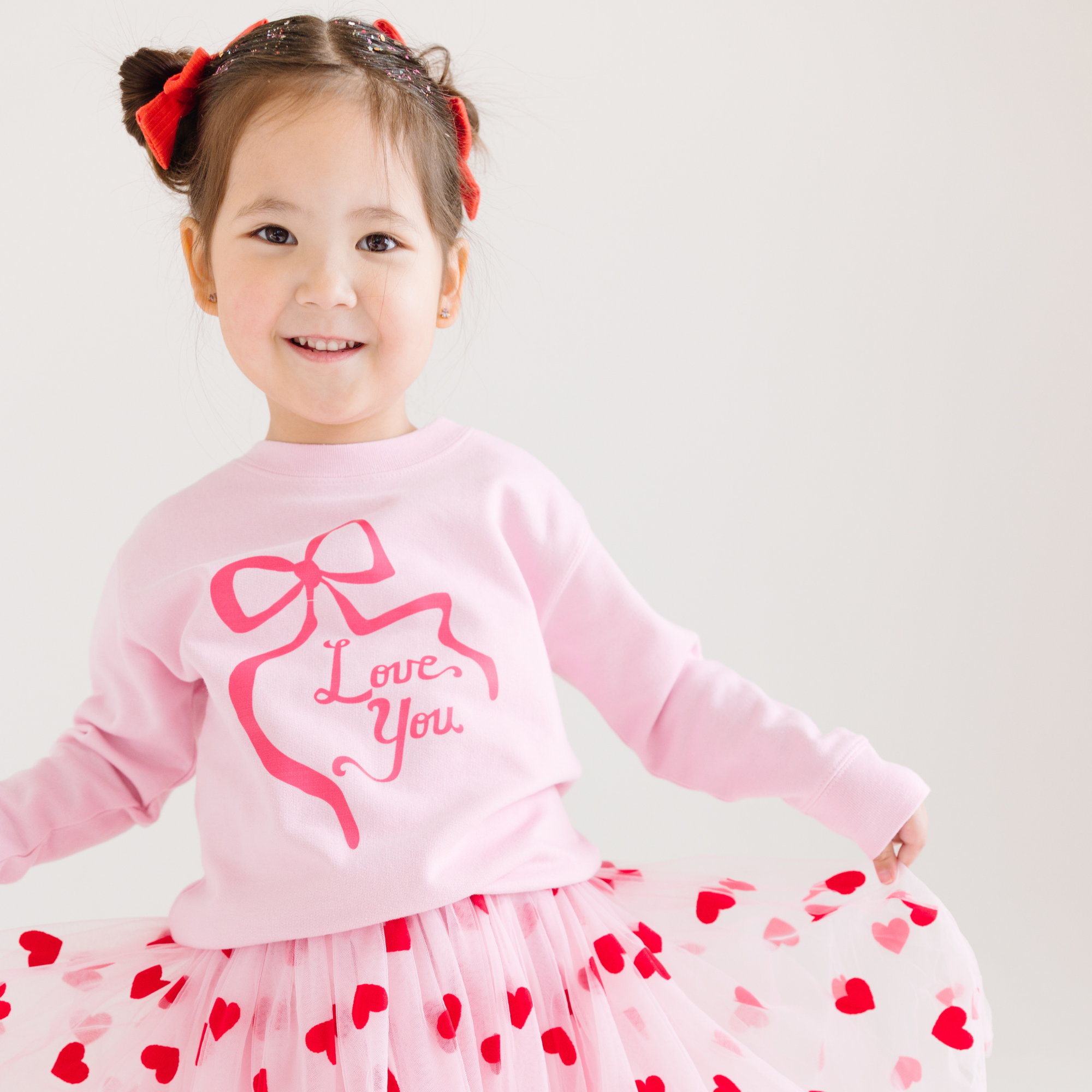 Love You Pink Coquette Bow Sweater
