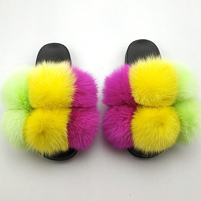 Women's Fluffy Faux Fur Open-Toe Maximalist House Slides