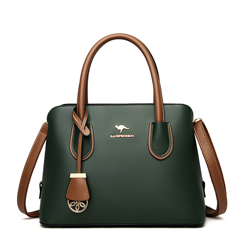 Spacious Leather Diaper Tote Bag with Crossbody Strap for Parents