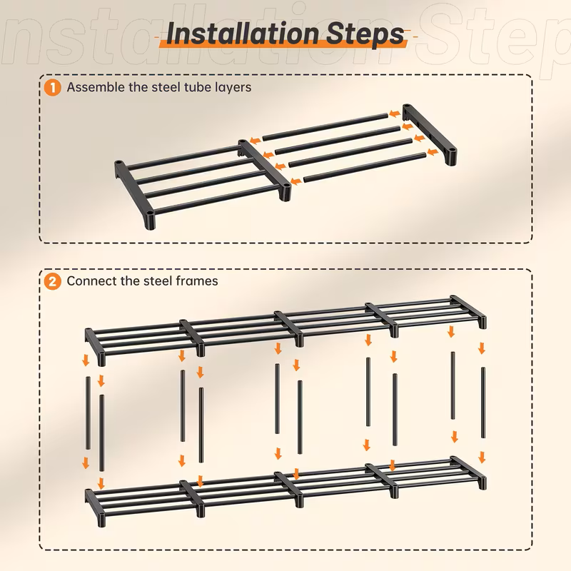 Multi-Layer Shoe Rack Organizer with Hooks - Large Capacity Shelf