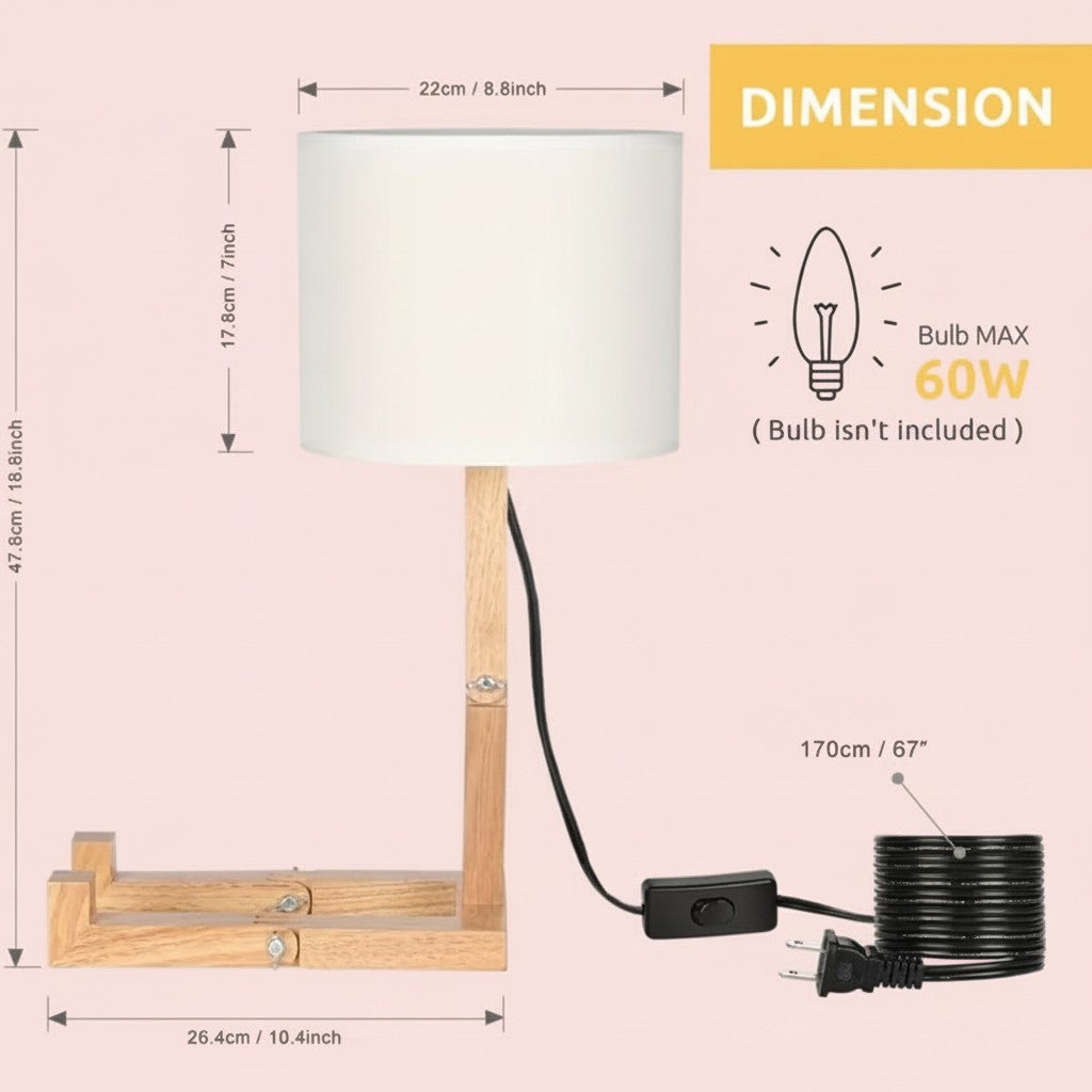 Modern Foldable Wooden Desk Lamp – Minimalist Adjustable Table Light