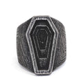 Stainless Steel Gothic Coffin Ring For Men