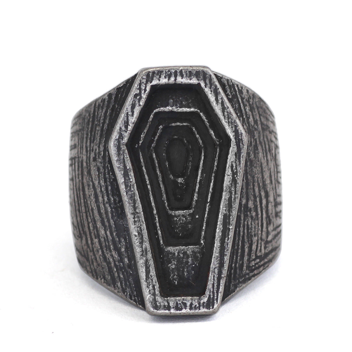Stainless Steel Gothic Coffin Ring For Men