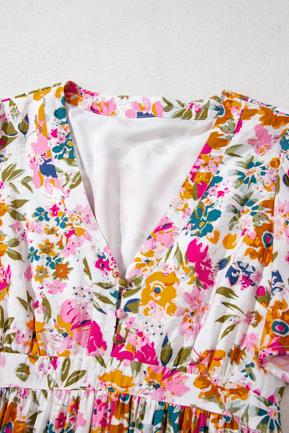 Floral V-Neck Short Sleeve Maxi Dress