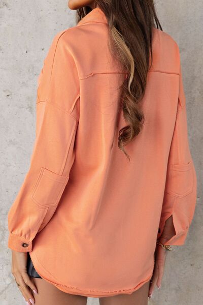 Women's Exposed Seam Button Up Jacket in Orange