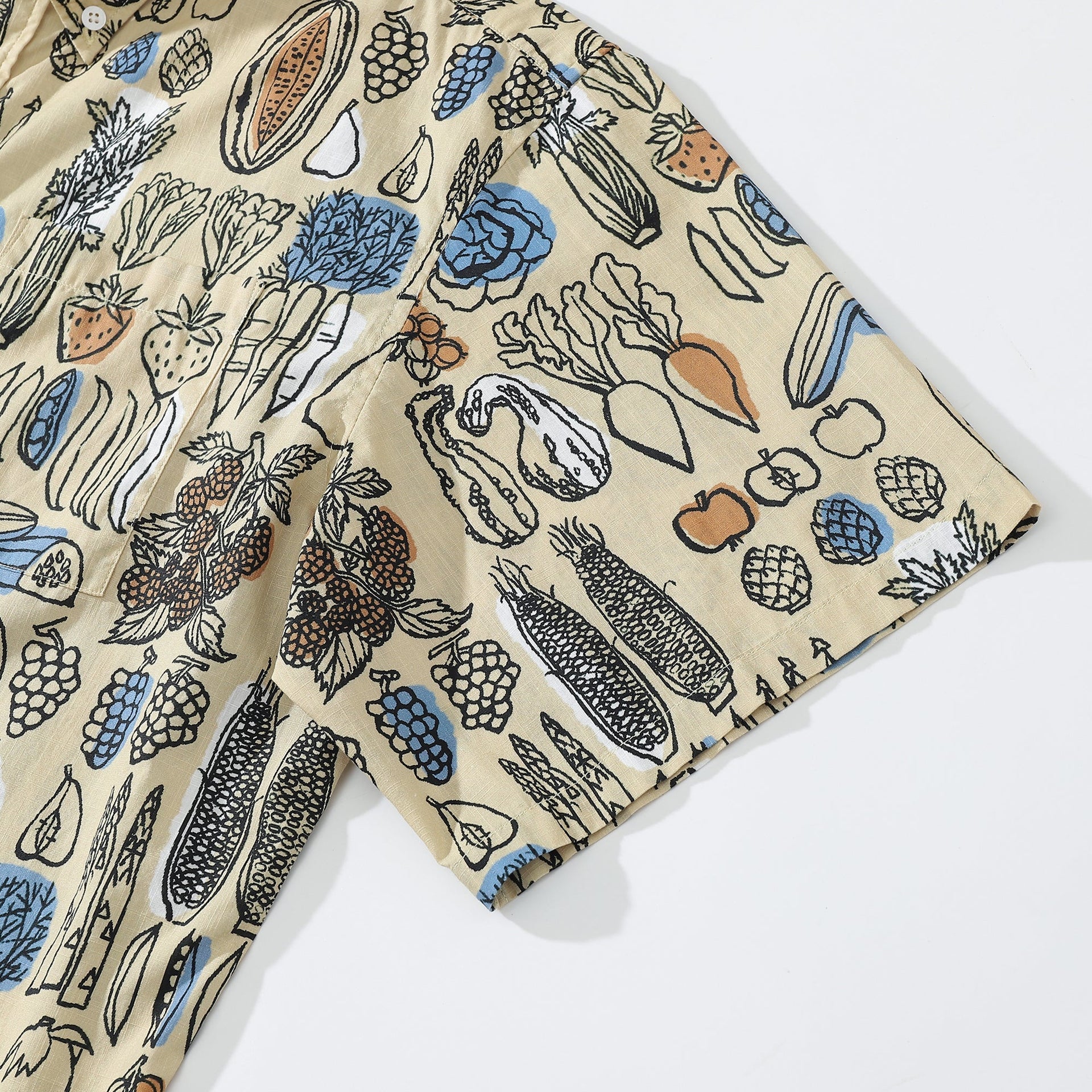 1980s Vintage Vegetable and Fruit Print Hawaiian Shirt