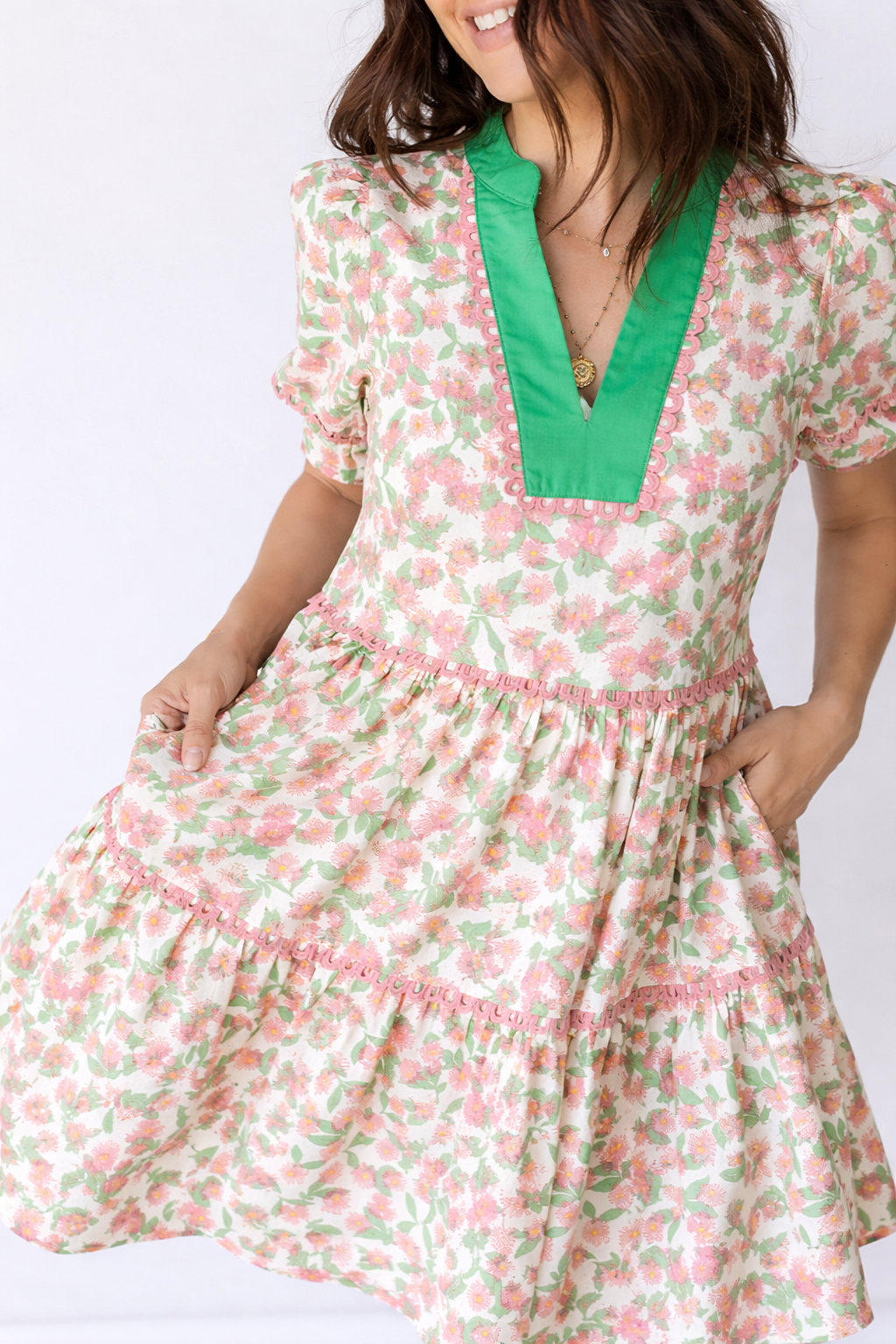 Rachel Floral Puff Sleeve Mini Dress - Cotton Babydoll Cottagecore