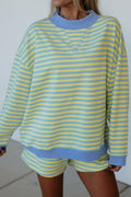 Stripe Colorblock Pullover & Pull-On Shorts Set