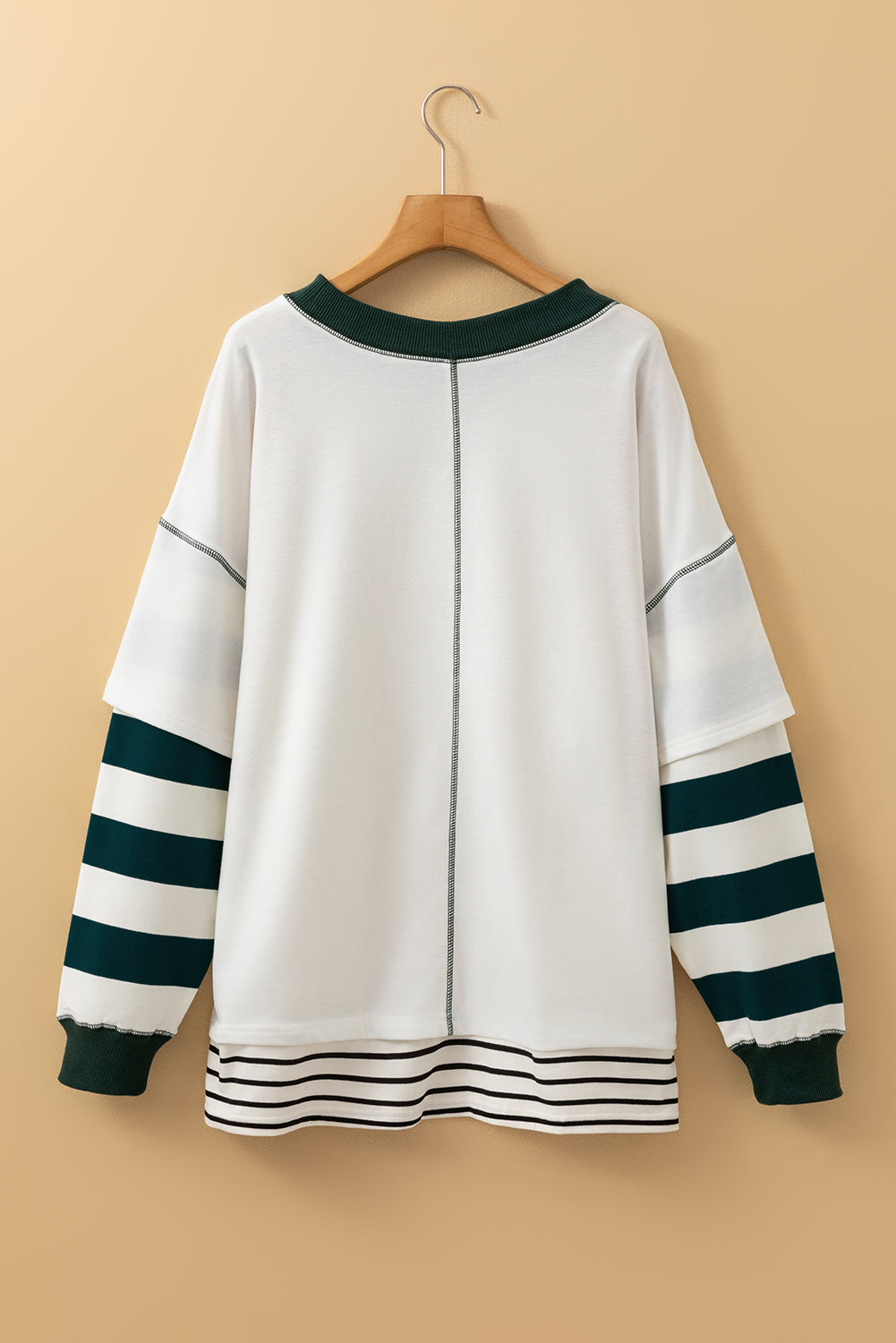 White Stripe Bowknot Sweatshirt | Contrast Stitch Pullover