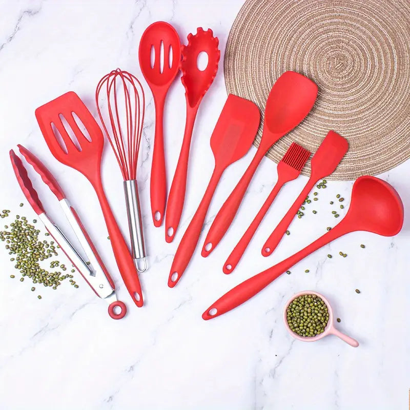 10-Piece Heat-Resistant Silicone and Nylon Kitchen Utensil Set