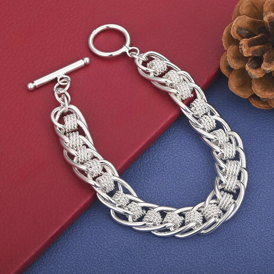 Womens Knitted Circle Retro Large-Tooth Bracelet