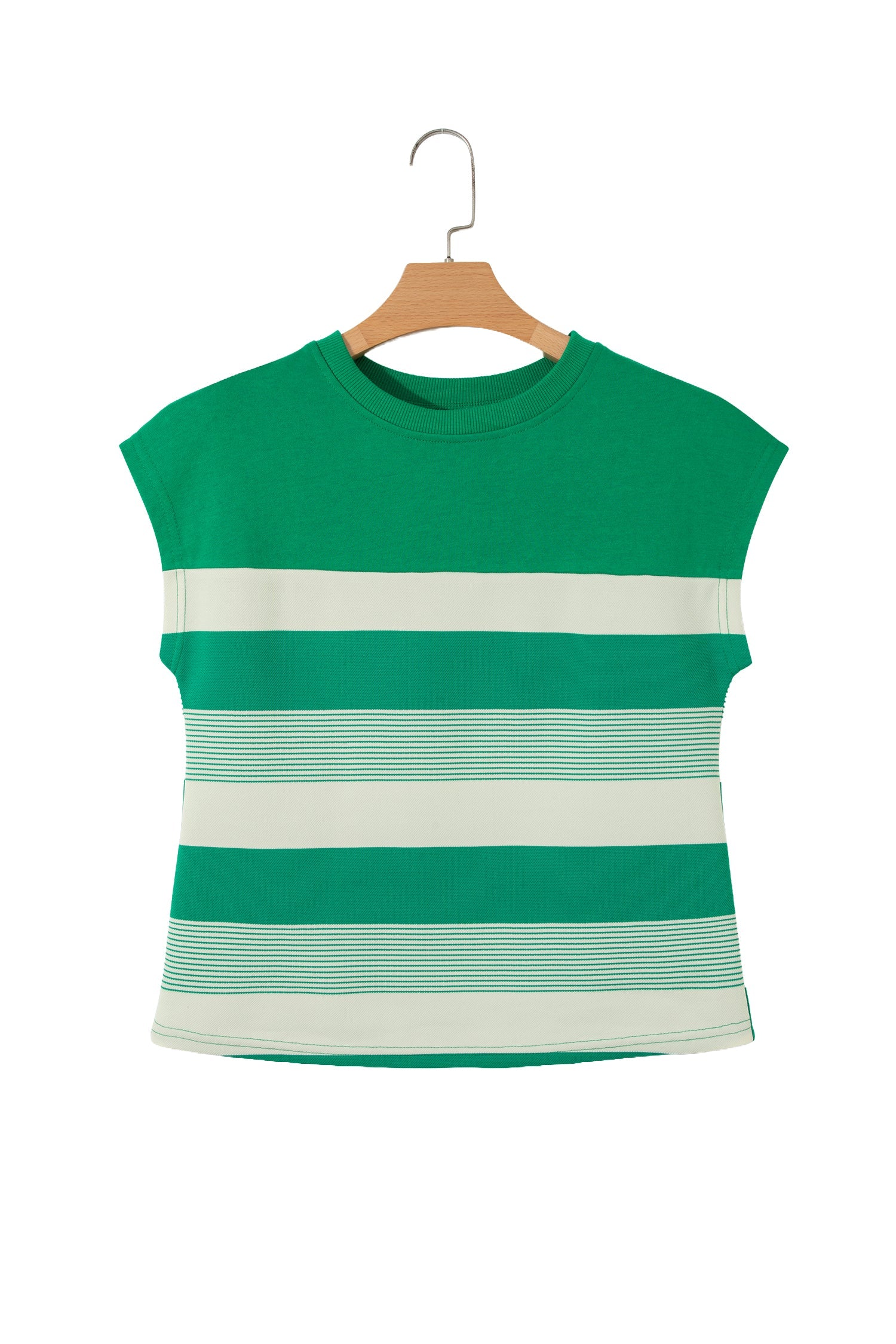 Galilea Cap Sleeve T Shirt – Striped Color Block Knit Top