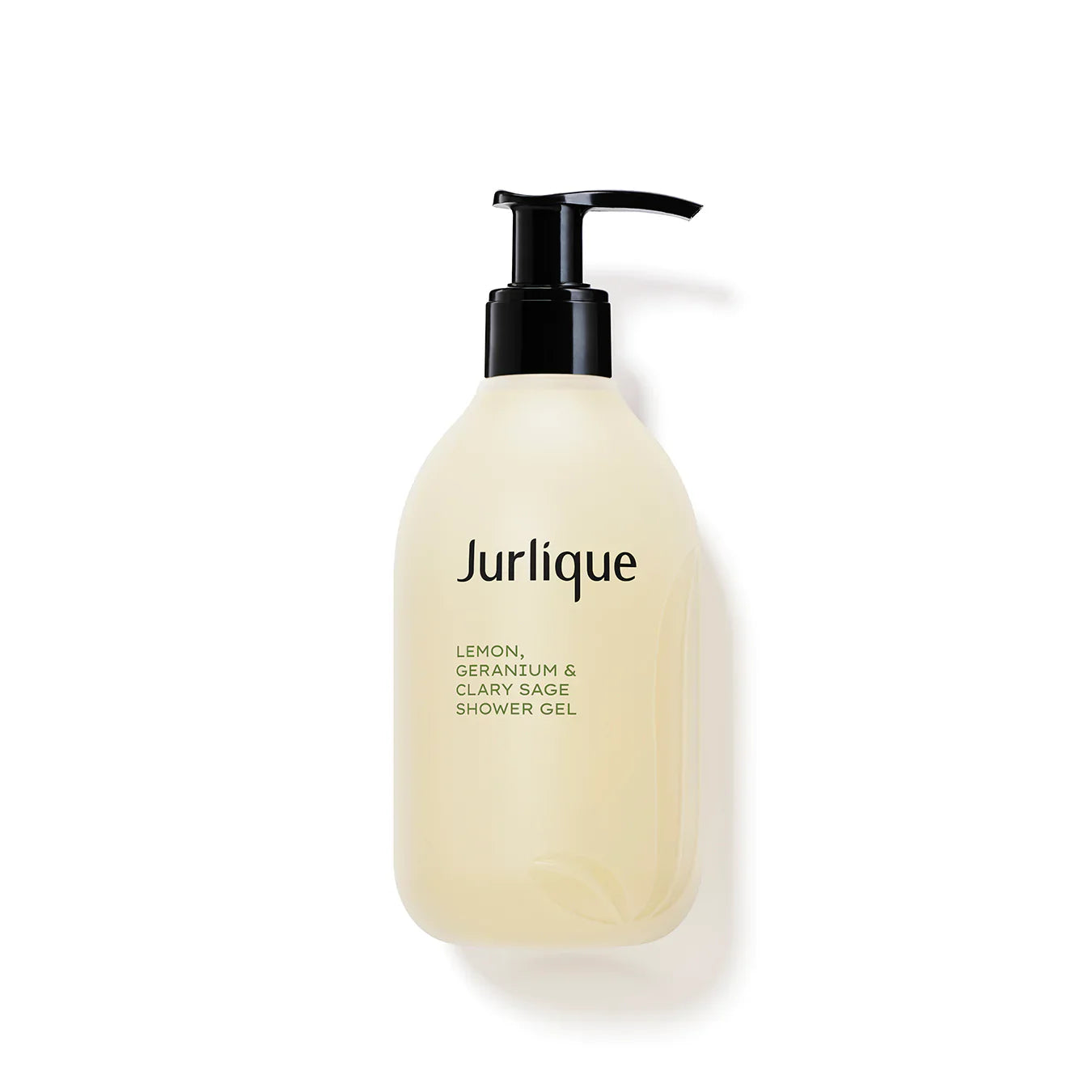 Jurlique Lemon, Geranium & Clary Sage Shower Gel bottle featuring organic botanical ingredients.