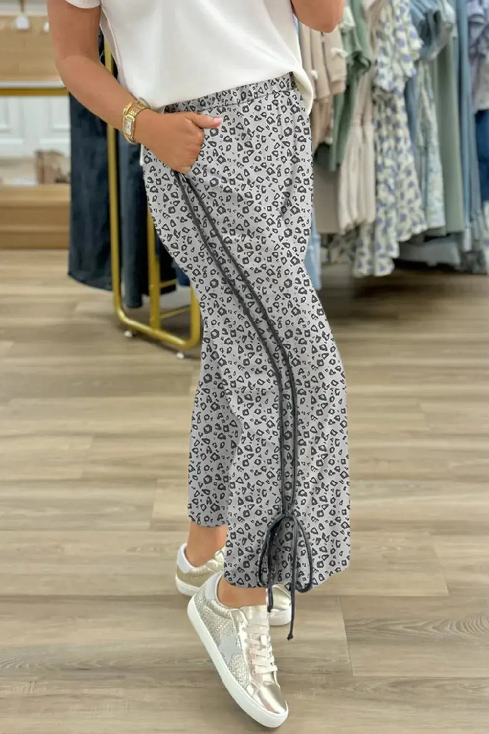 Leopard High Waist Side Bow Pants