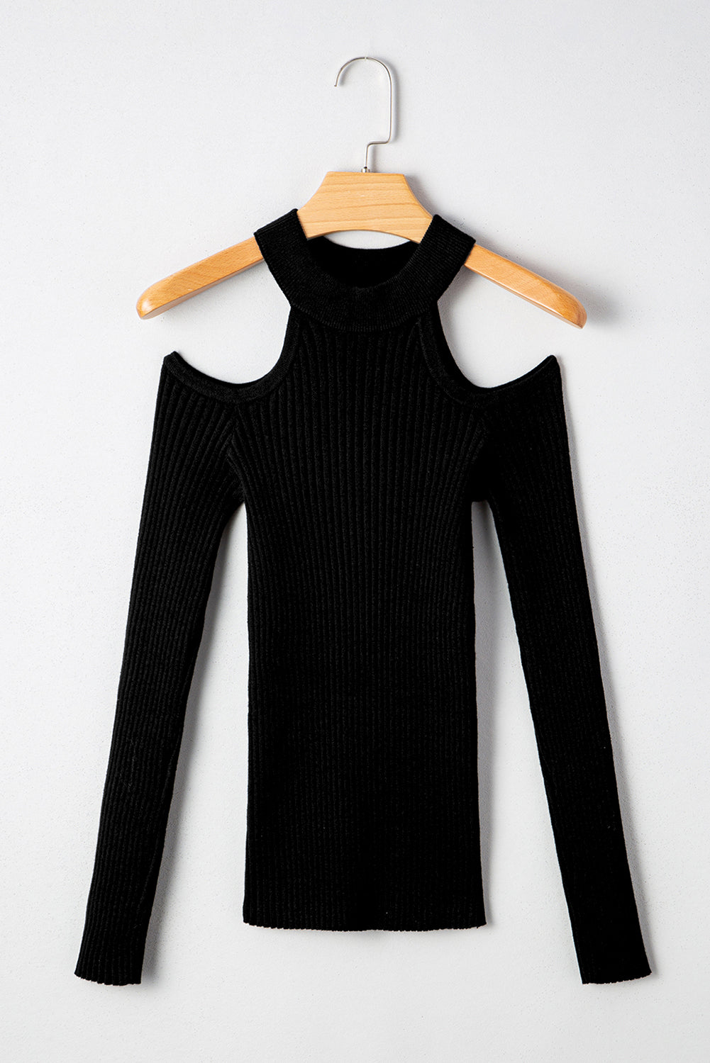 Bailey Ribbed Knit Cold Shoulder Sweater