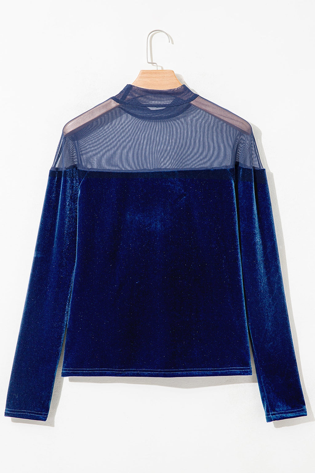 Velvet Sheer Mesh Patchwork Long Sleeve Top